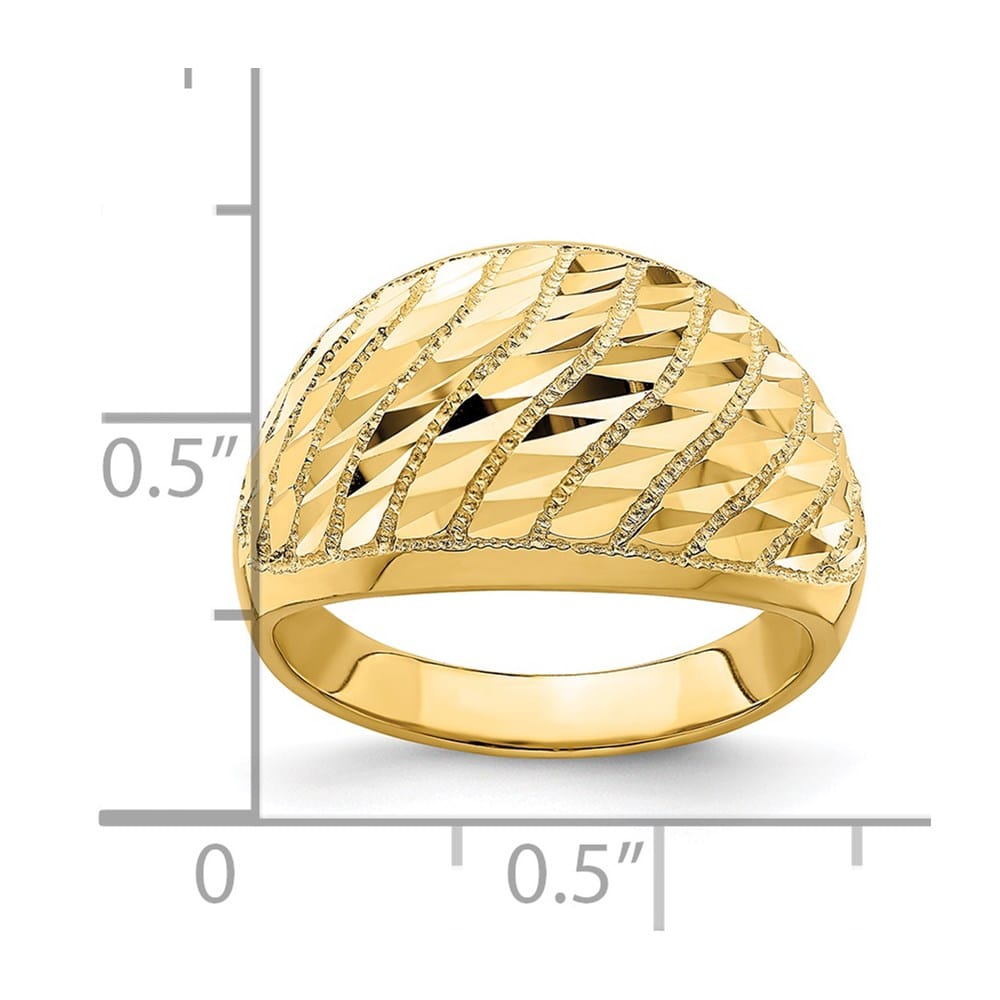 14k Yellow Gold D.C. Lattice Pattern Dome Ring