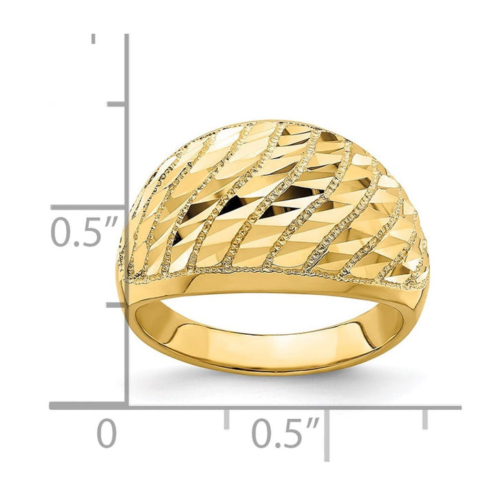 14k Yellow Gold D.C. Lattice Pattern Dome Ring