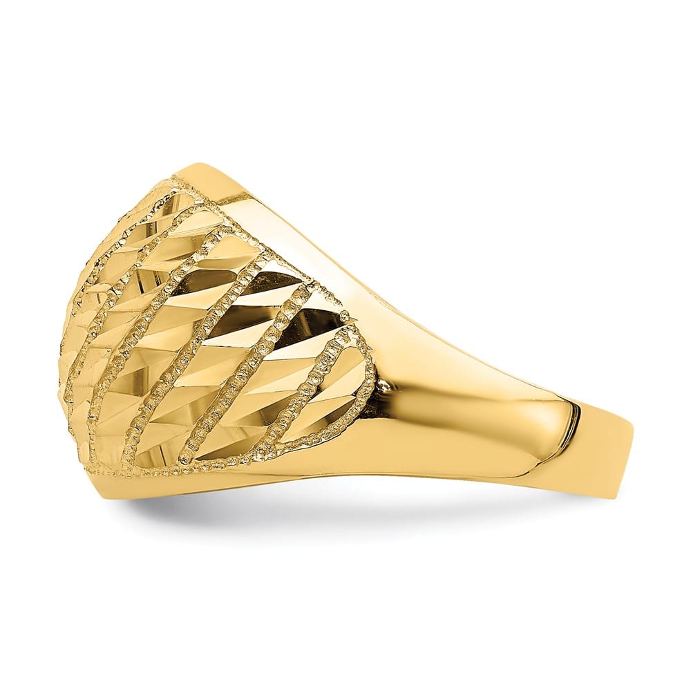 14k Yellow Gold D.C. Lattice Pattern Dome Ring