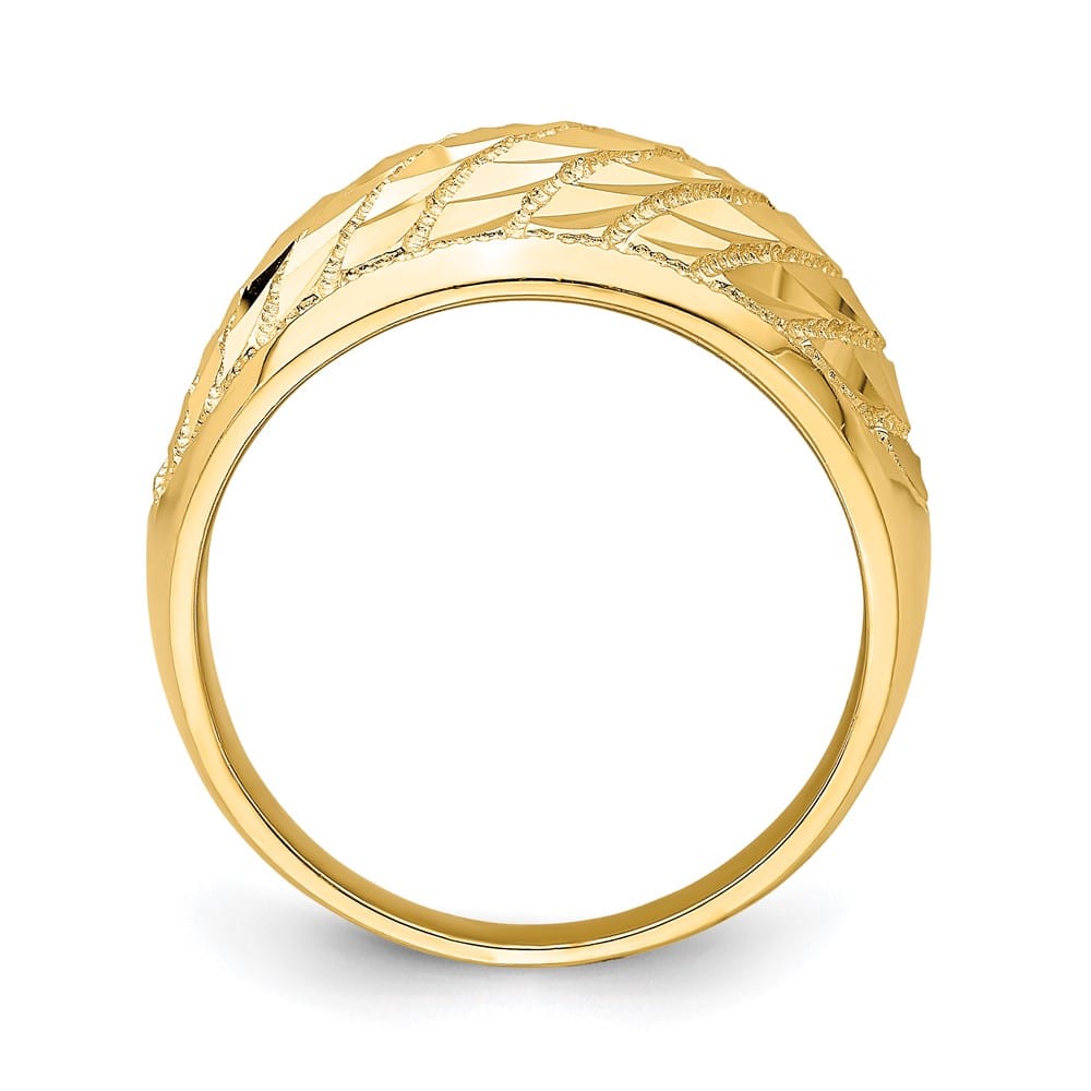 14k Yellow Gold D.C. Lattice Pattern Dome Ring
