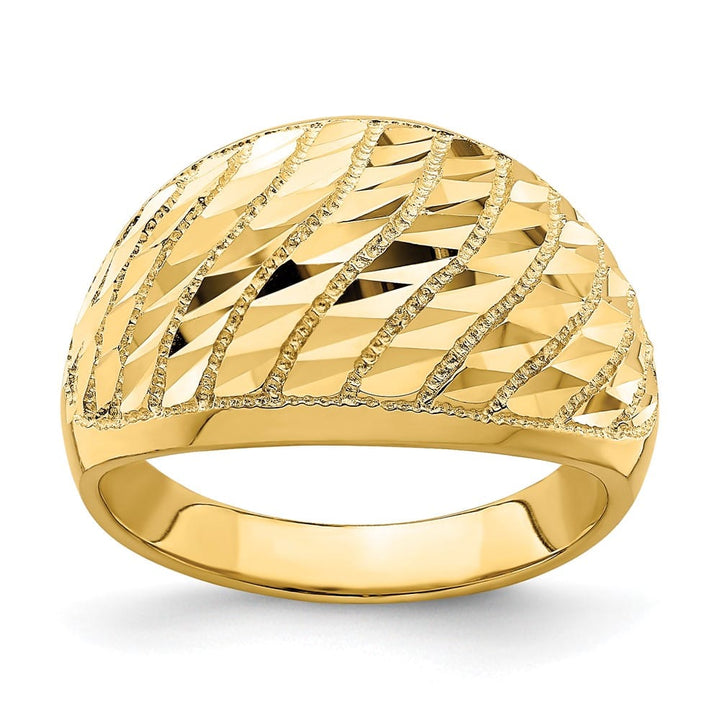 14k Yellow Gold D.C. Lattice Pattern Dome Ring