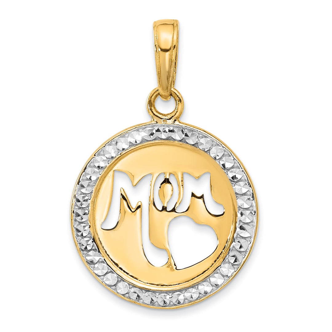 14K Yellow Gold D.C. MOM Cut-out Heart Pendant