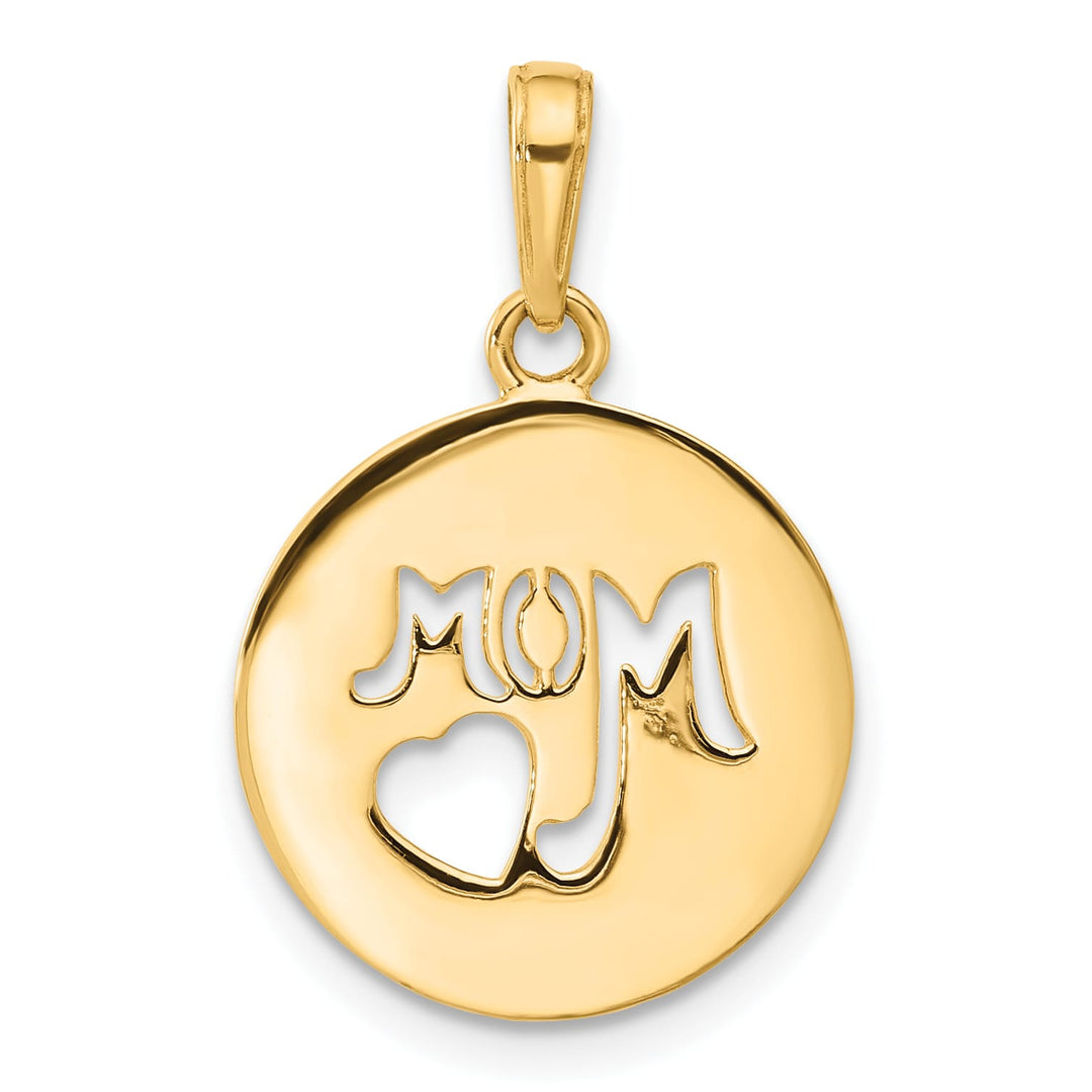 14K Yellow Gold D.C. MOM Cut-out Heart Pendant