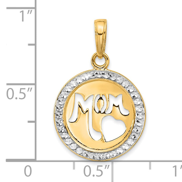 14K Yellow Gold D.C. MOM Cut-out Heart Pendant