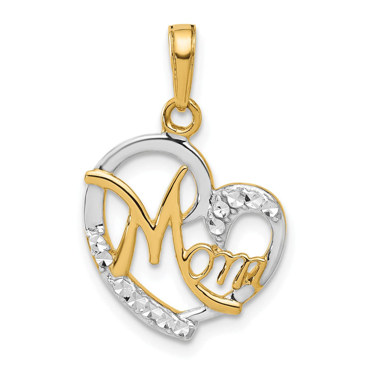 14K Yellow Gold D.C. MOM Heart Pendant