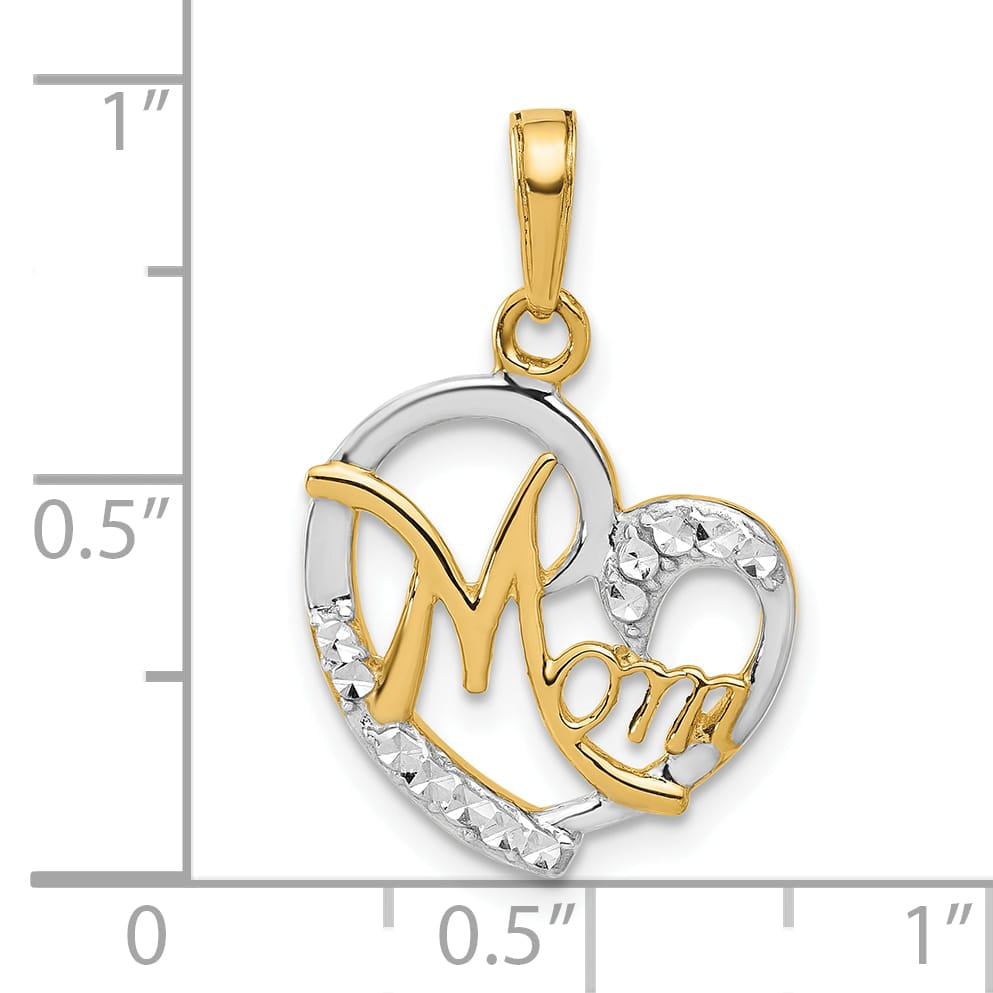 14K Yellow Gold D.C. MOM Heart Pendant