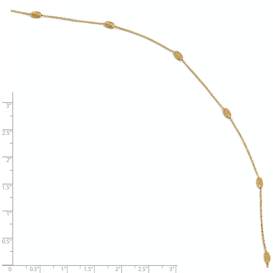 14K Yellow Gold D.C. Oval Beads 6-Station 10 inch Anklet