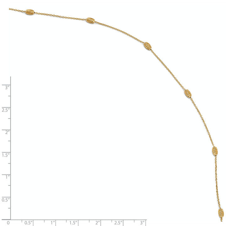 14K Yellow Gold D.C. Oval Beads 6-Station 10 inch Anklet