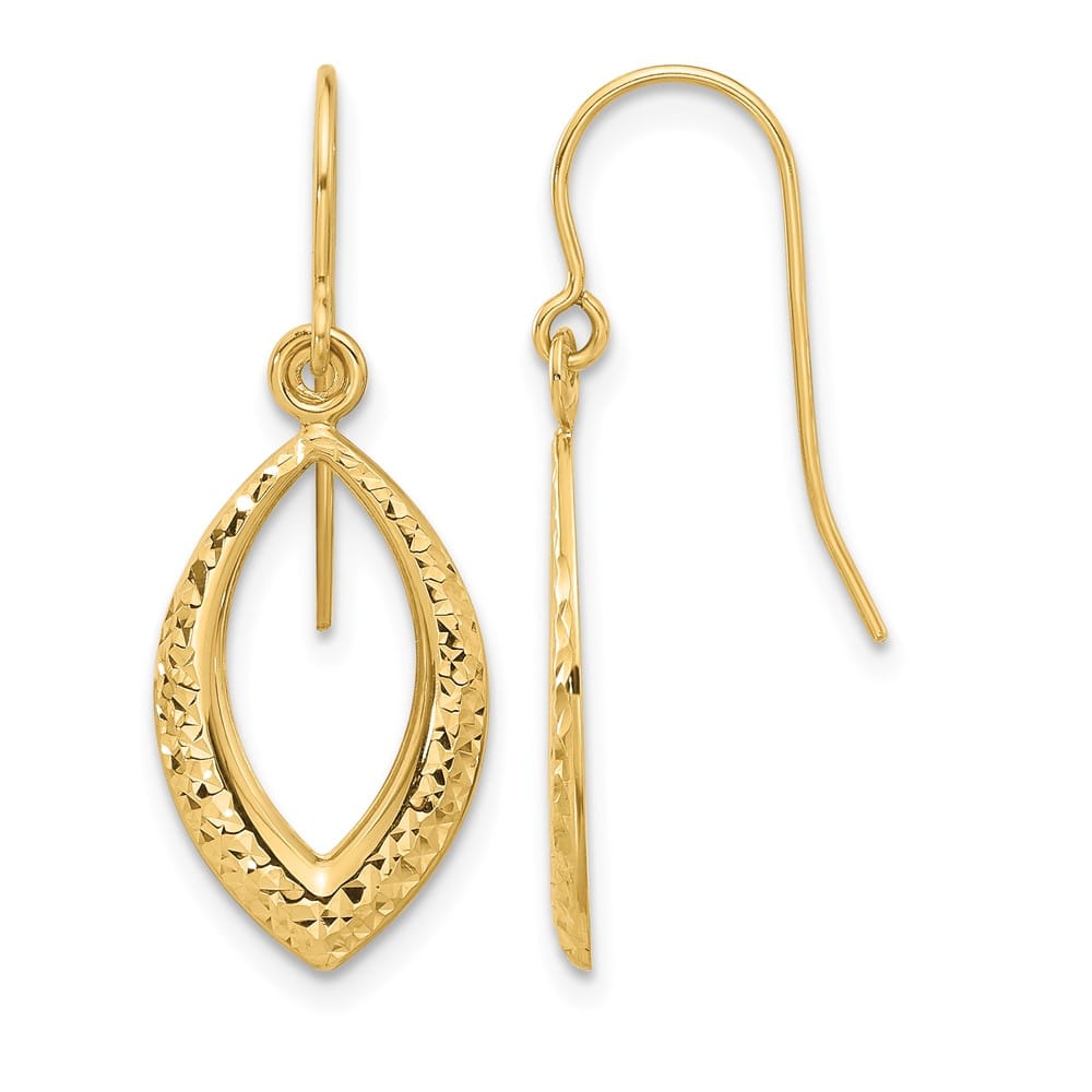 14K Yellow Gold D.C. Oval Dangle French Hook Earrings, view 1 of 4