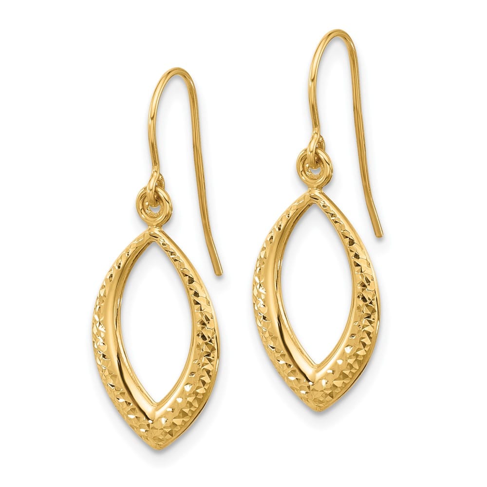 14K Yellow Gold D.C. Oval Dangle French Hook Earrings, view 2 of 4