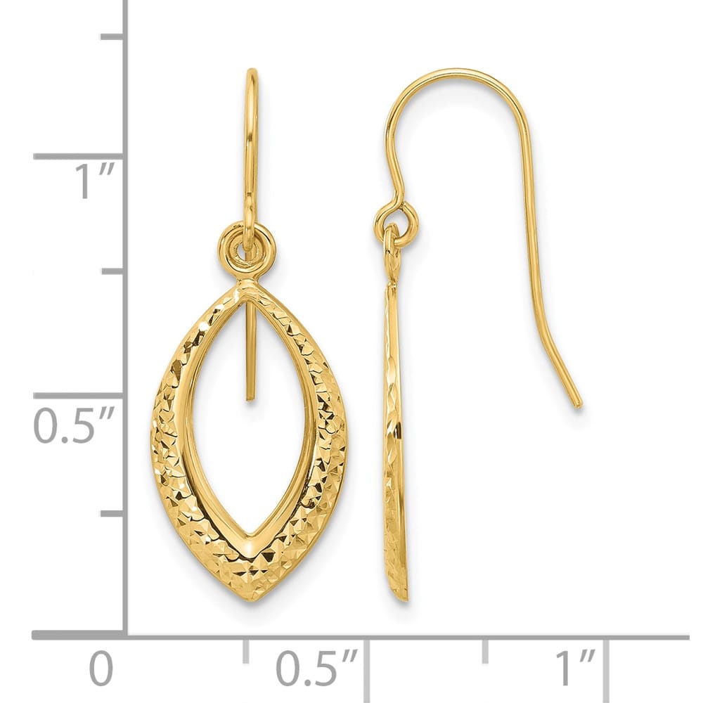 14K Yellow Gold D.C. Oval Dangle French Hook Earrings, view 4 of 4