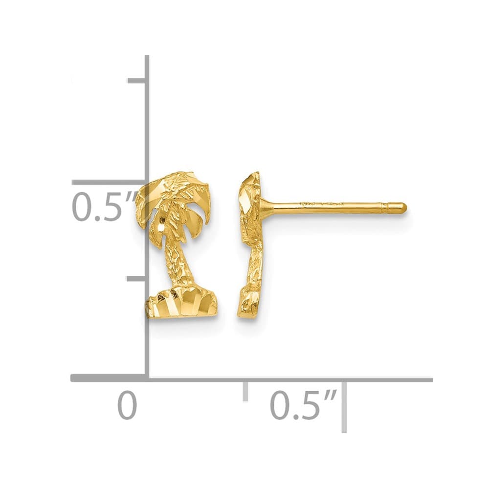 14K Yellow Gold D.C. Palm Tree Post Earrings, view 4 of 4