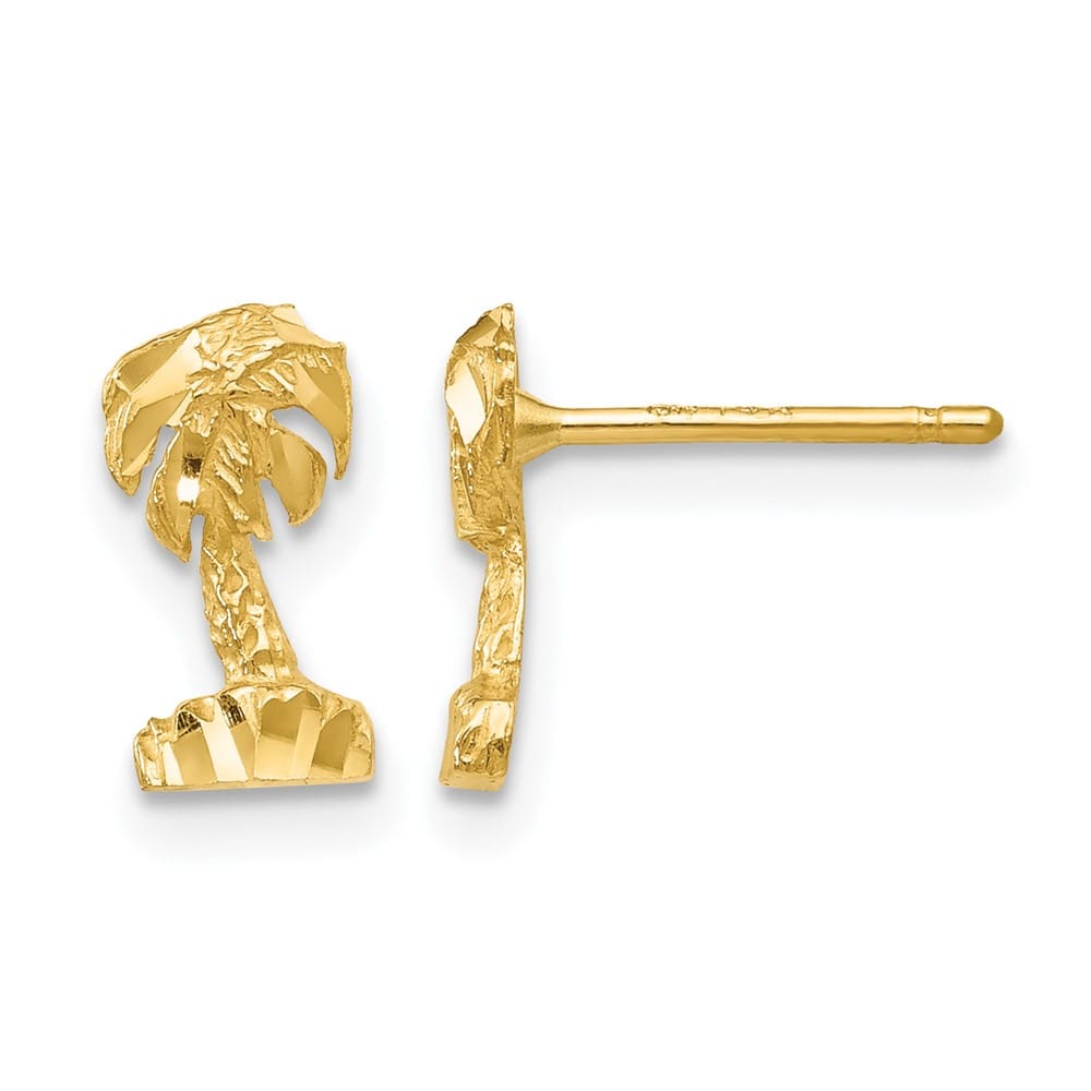 14K Yellow Gold D.C. Palm Tree Post Earrings, view 1 of 4