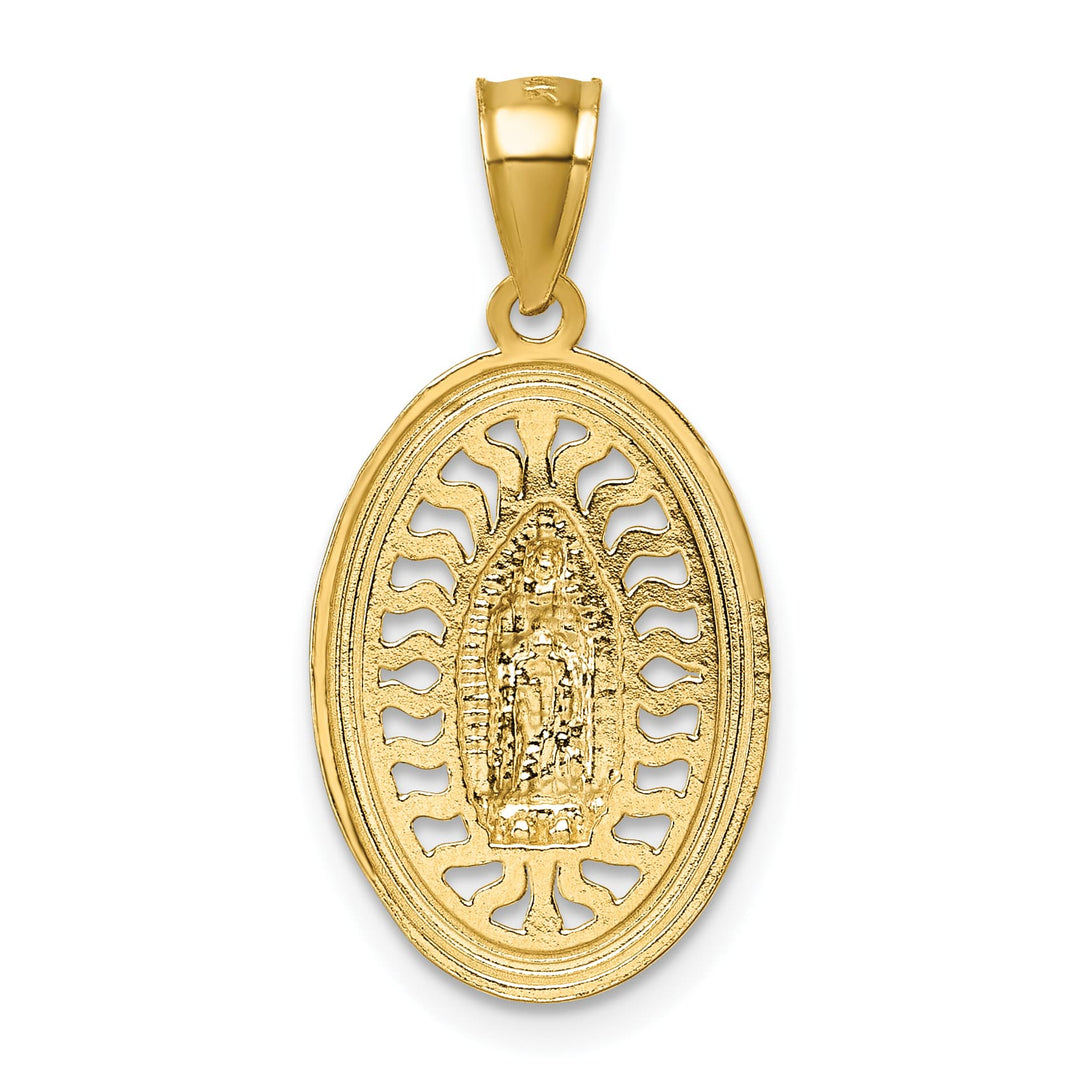 14K Yellow Gold D.C. Pierced Design Our Lady of Guadalupe Pendant