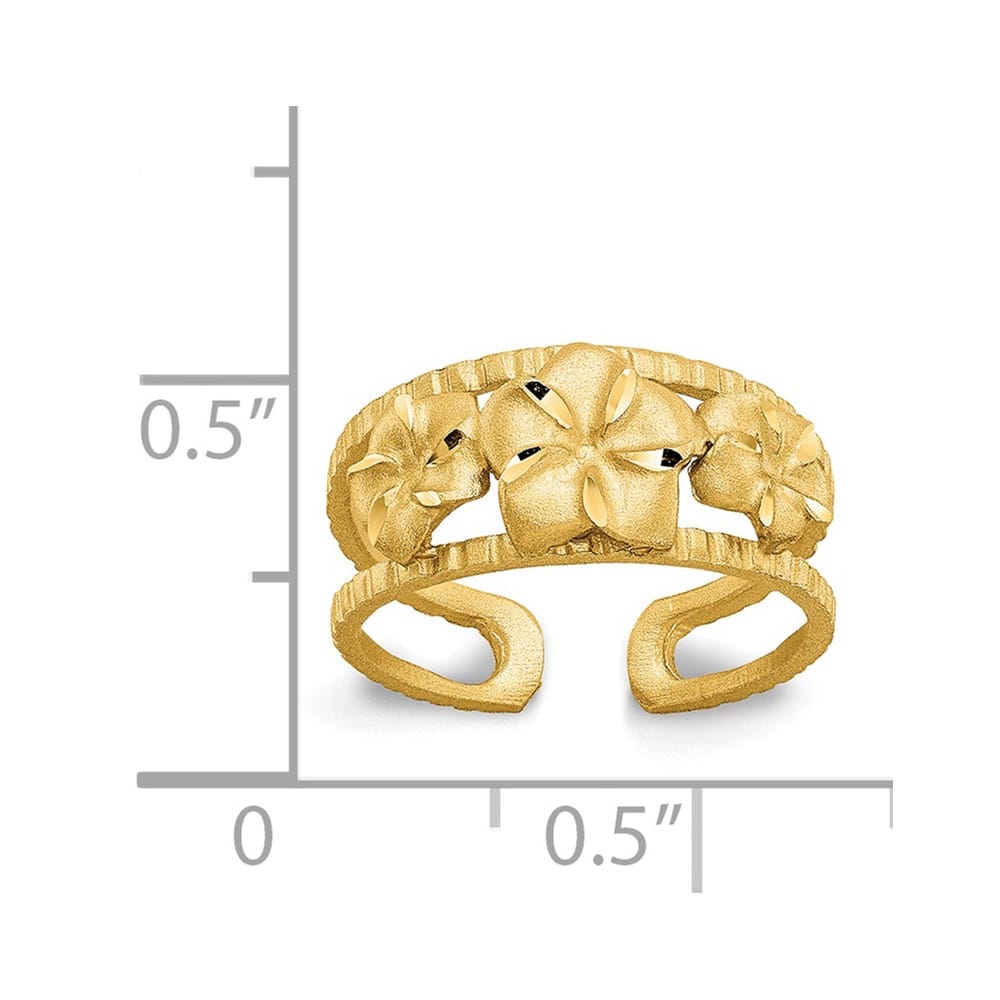 14k Yellow Gold D.C. Plumeria Toe Ring