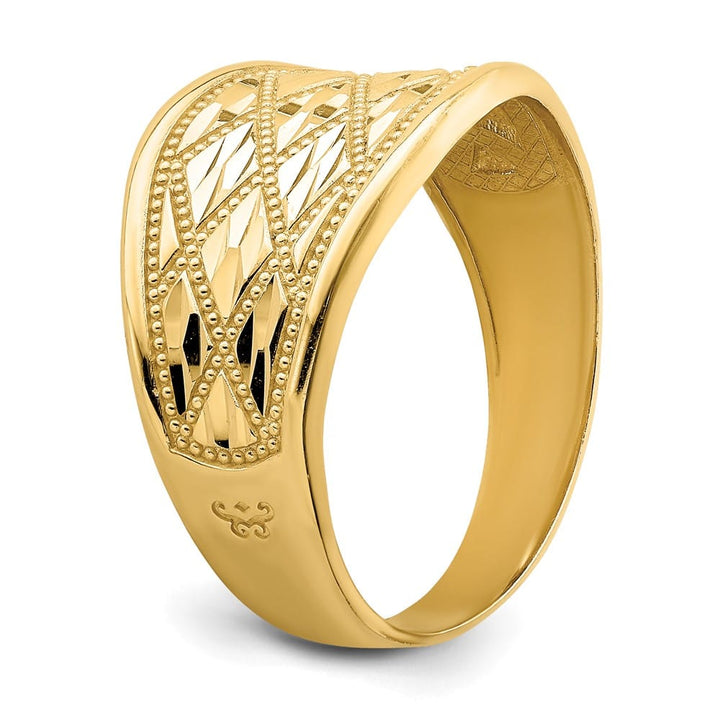 14k Yellow Gold D.C. Quilted Pattern Ring