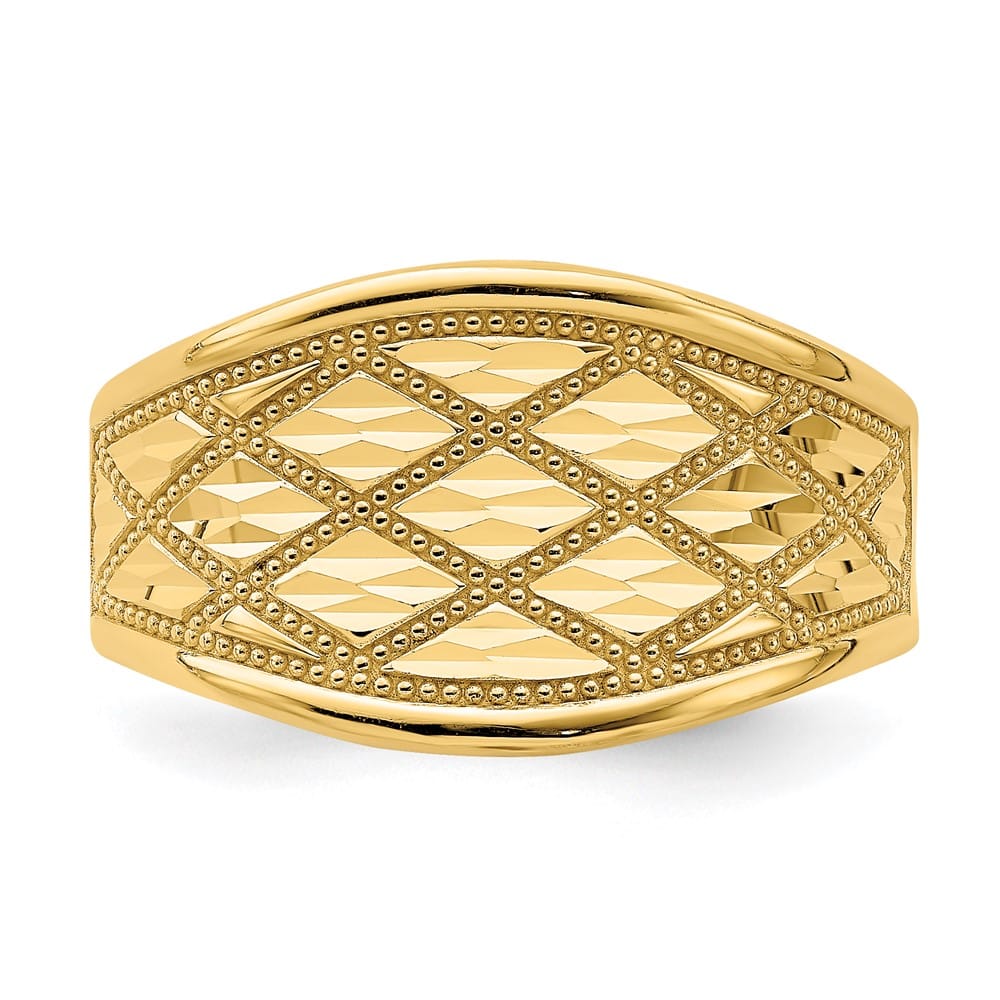 14k Yellow Gold D.C. Quilted Pattern Ring