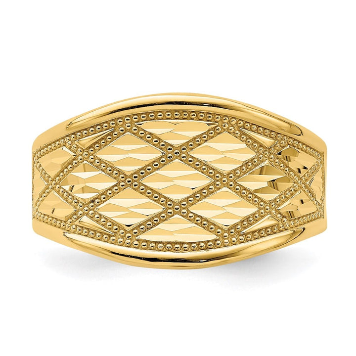 14k Yellow Gold D.C. Quilted Pattern Ring
