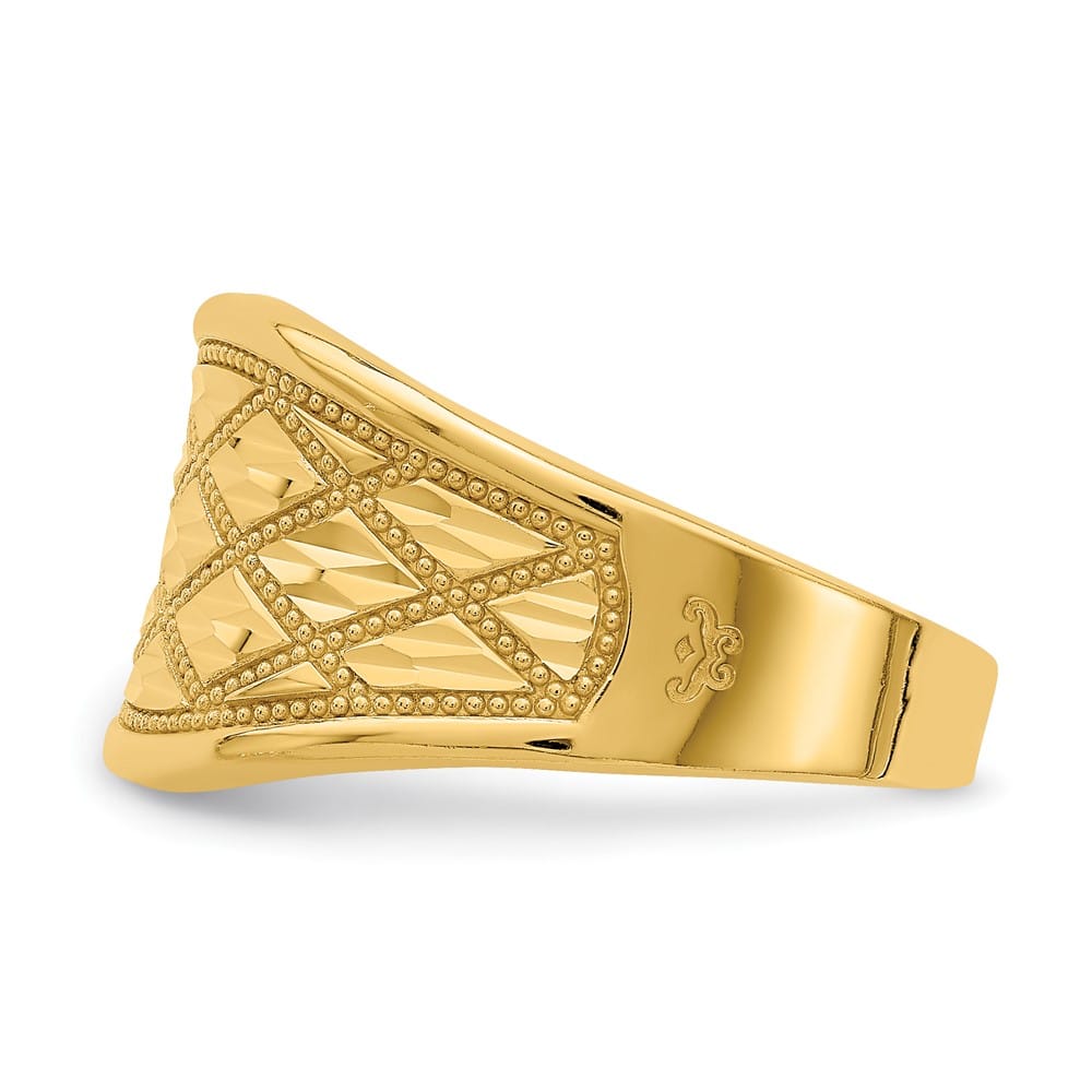 14k Yellow Gold D.C. Quilted Pattern Ring