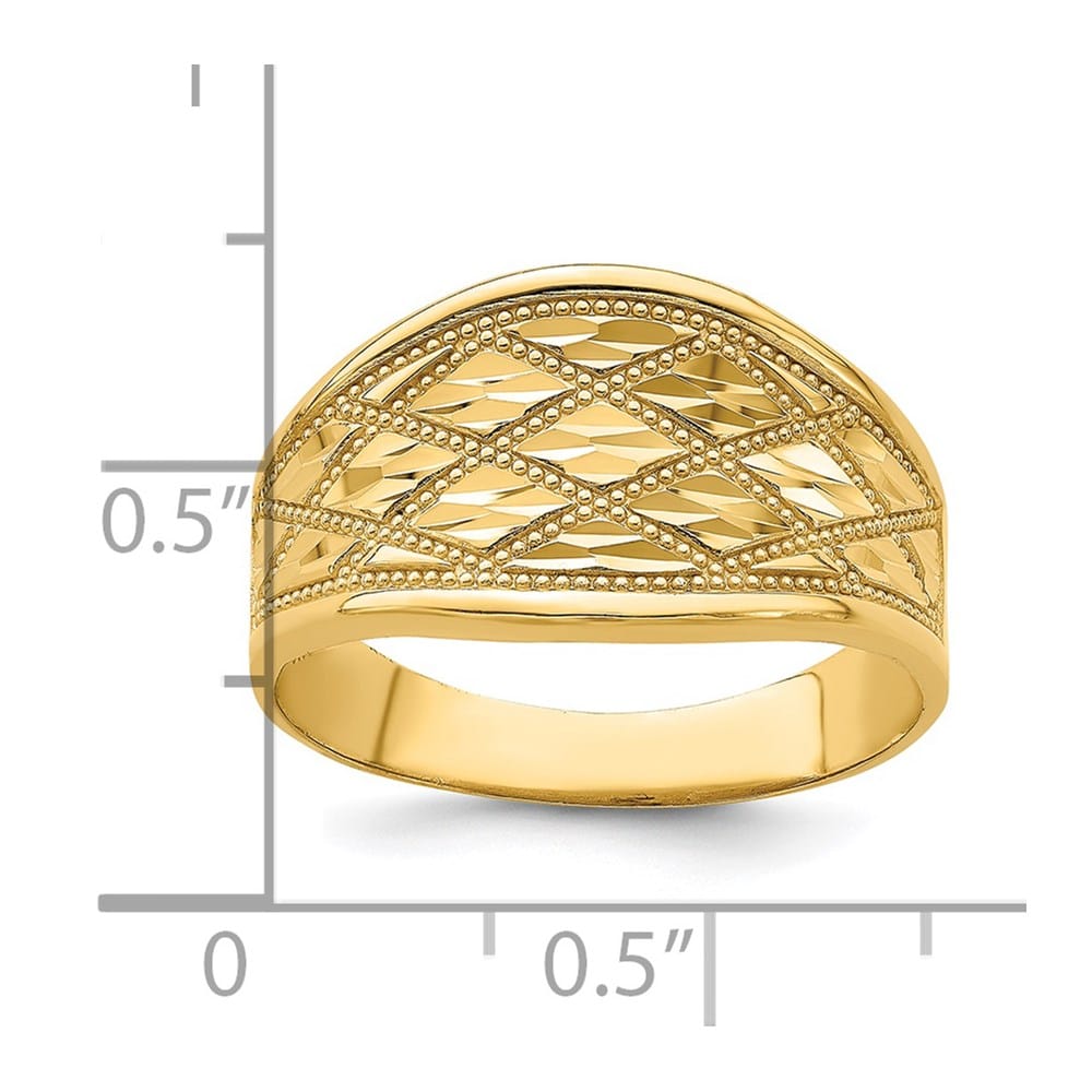 14k Yellow Gold D.C. Quilted Pattern Ring
