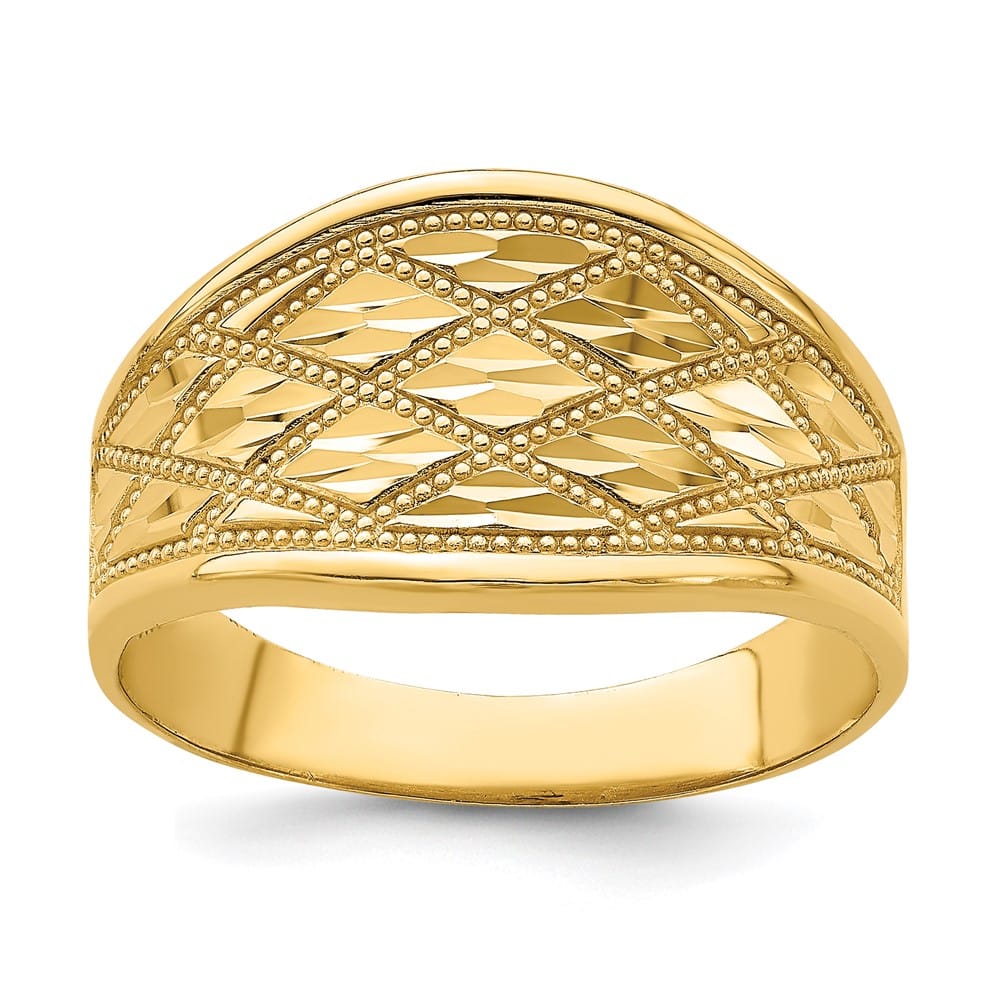 14k Yellow Gold D.C. Quilted Pattern Ring