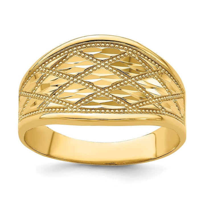14k Yellow Gold D.C. Quilted Pattern Ring