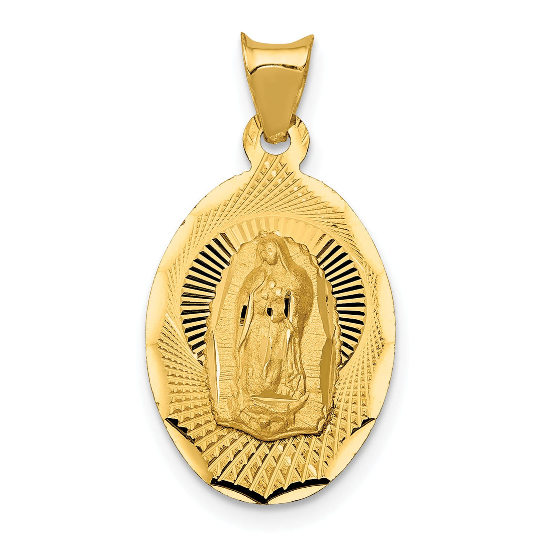 14K Yellow Gold D.C. Semi-solid Our Lady Of Guadalupe Oval Pendant