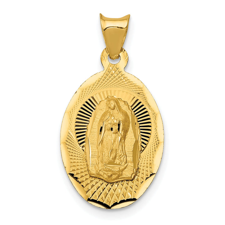 14K Yellow Gold D.C. Semi-solid Our Lady Of Guadalupe Oval Pendant