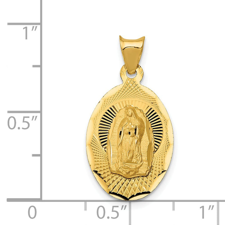 14K Yellow Gold D.C. Semi-solid Our Lady Of Guadalupe Oval Pendant