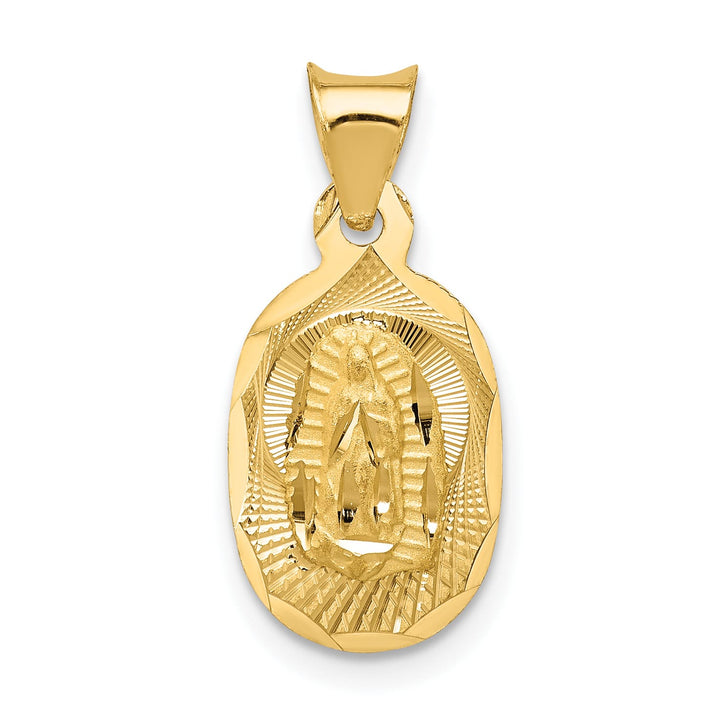 14K Yellow Gold D.C. Semi-solid Our Lady Of Guadalupe Oval Pendant