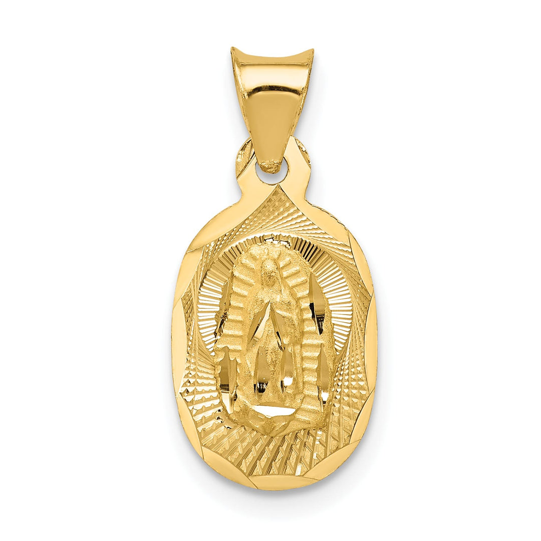 14K Yellow Gold D.C. Semi-solid Our Lady Of Guadalupe Oval Pendant