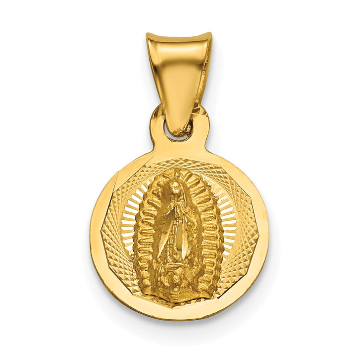 14K Yellow Gold D.C. Semi-solid Our Lady Of Guadalupe Round Pendant
