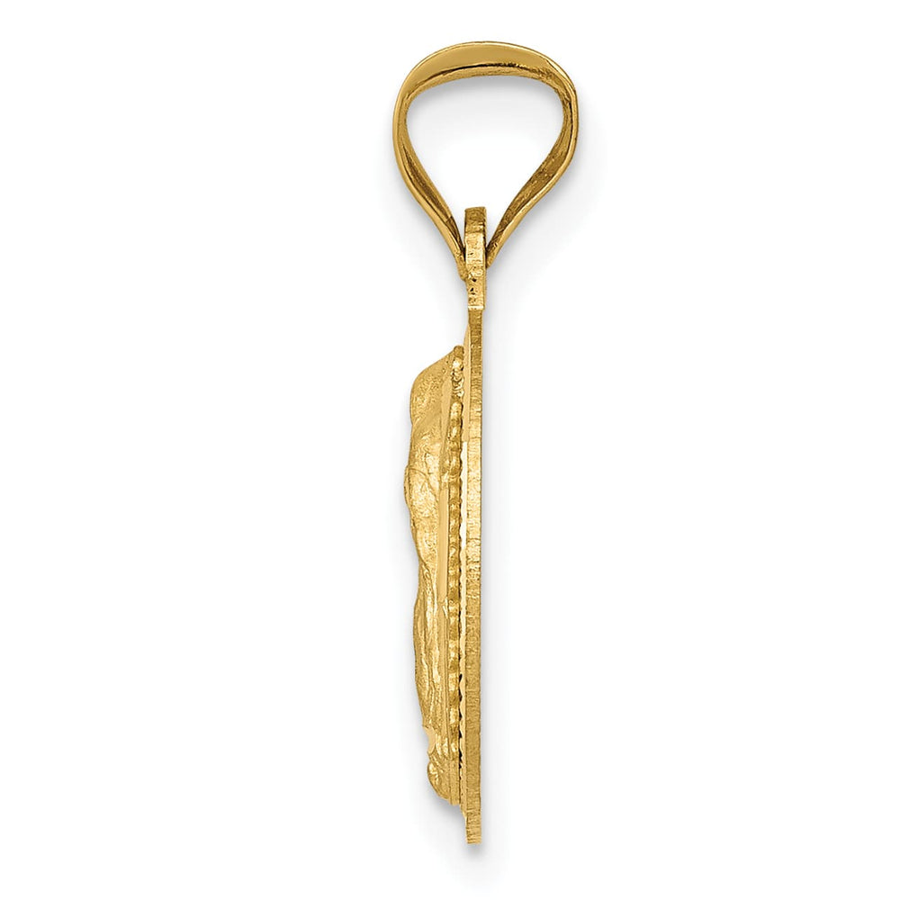 14K Yellow Gold D.C. Semi-solid Our Lady Of Guadalupe Round Pendant