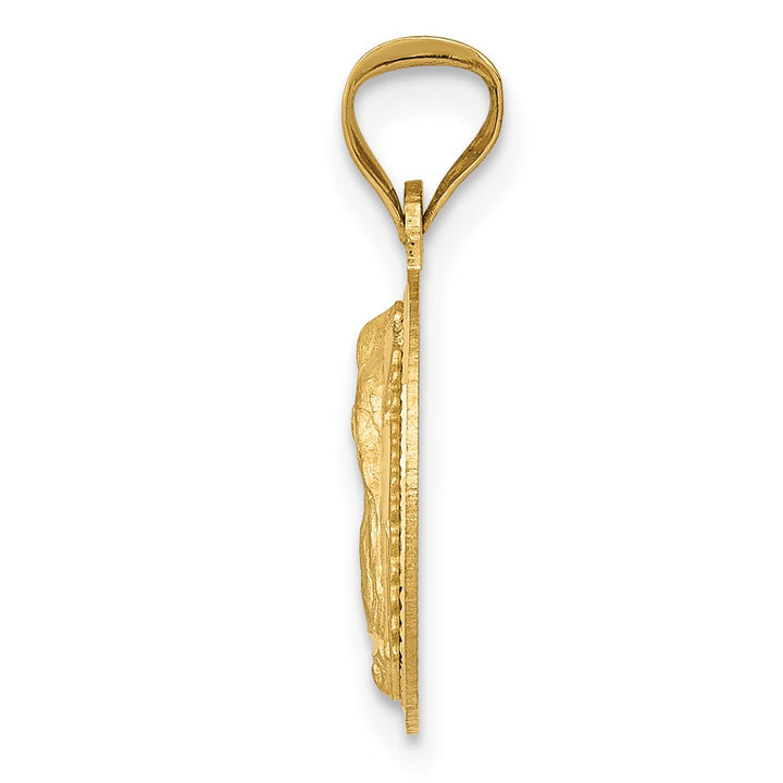 14K Yellow Gold D.C. Semi-solid Our Lady Of Guadalupe Round Pendant