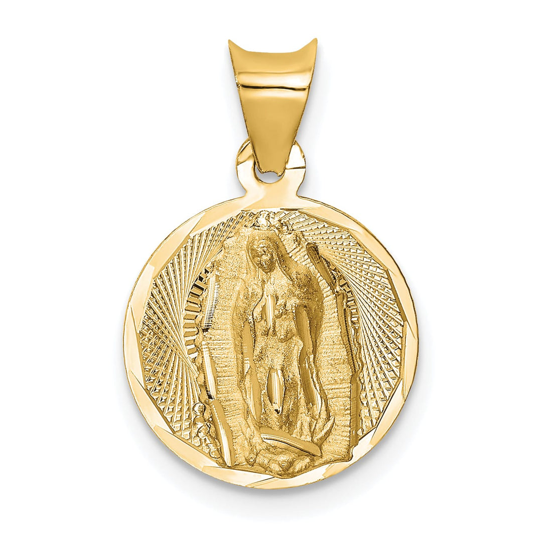 14K Yellow Gold D.C. Semi-solid Our Lady Of Guadalupe Round Pendant