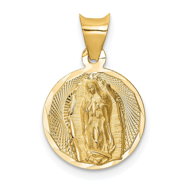 14K Yellow Gold D.C. Semi-solid Our Lady Of Guadalupe Round Pendant