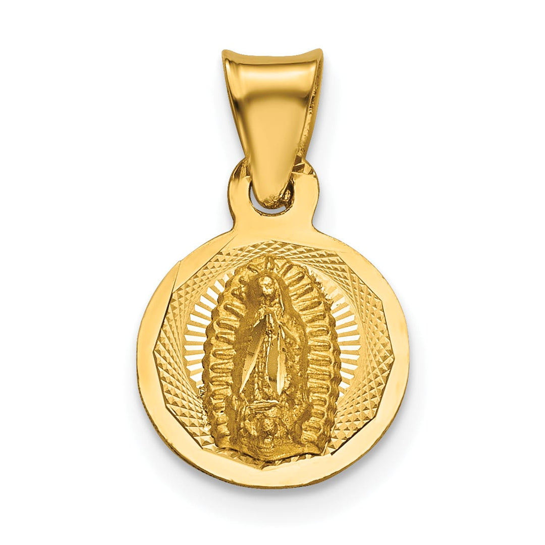 14K Yellow Gold D.C. Semi-solid Our Lady Of Guadalupe Round Pendant