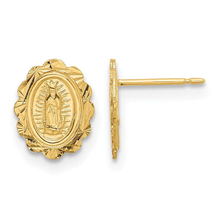 14K Yellow Gold D.C. Small Miraculous Medal Post Earrings