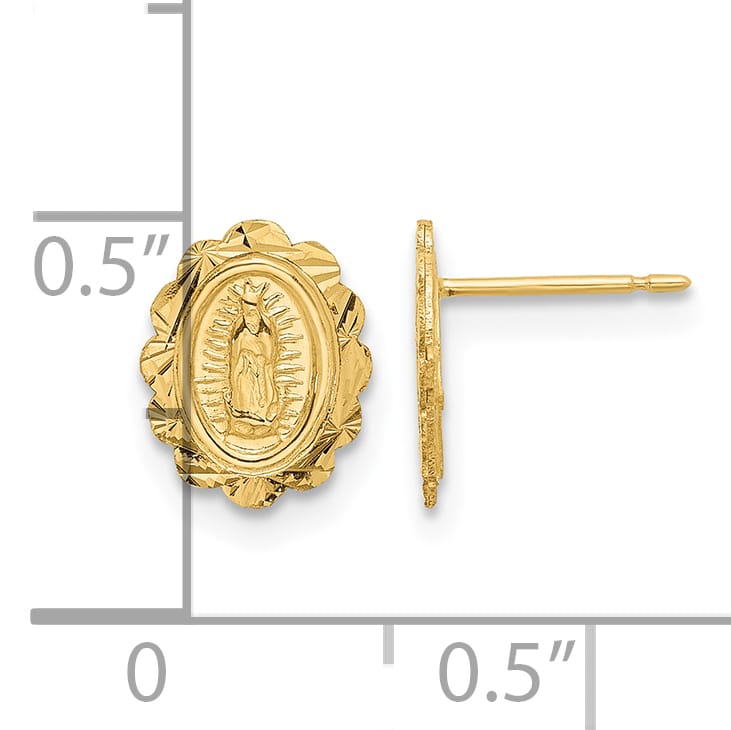 14K Yellow Gold D.C. Small Miraculous Medal Post Earrings