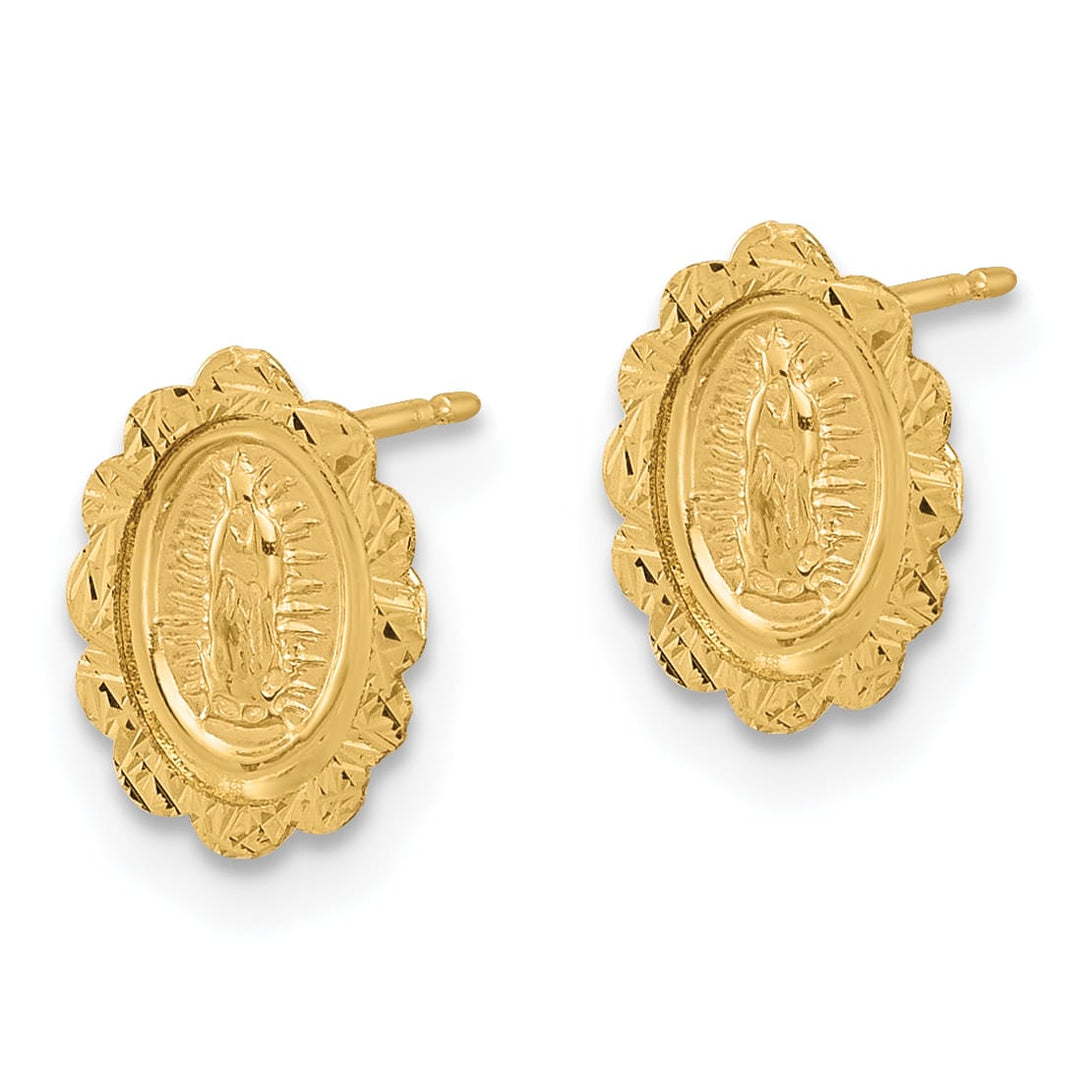 14K Yellow Gold D.C. Small Miraculous Medal Post Earrings