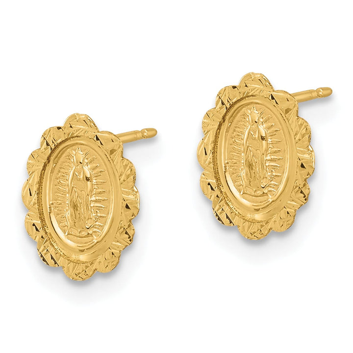 14K Yellow Gold D.C. Small Miraculous Medal Post Earrings