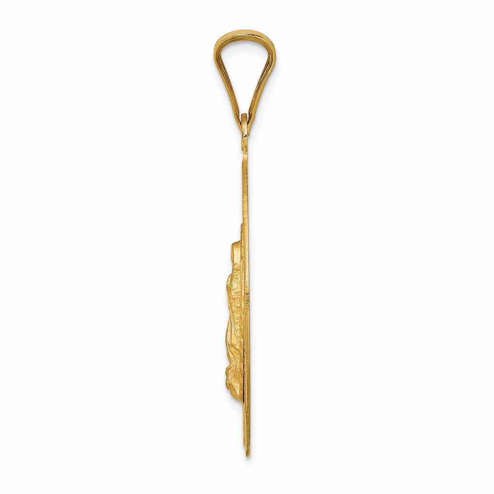 14K Yellow Gold D.C. Solid Large Our Lady Of Guadalupe Oval Pendant