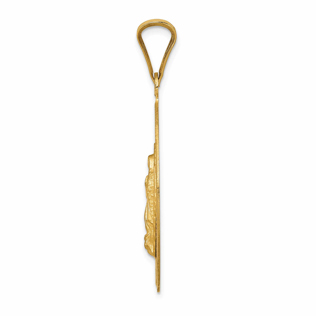 14K Yellow Gold D.C. Solid Large Our Lady Of Guadalupe Oval Pendant