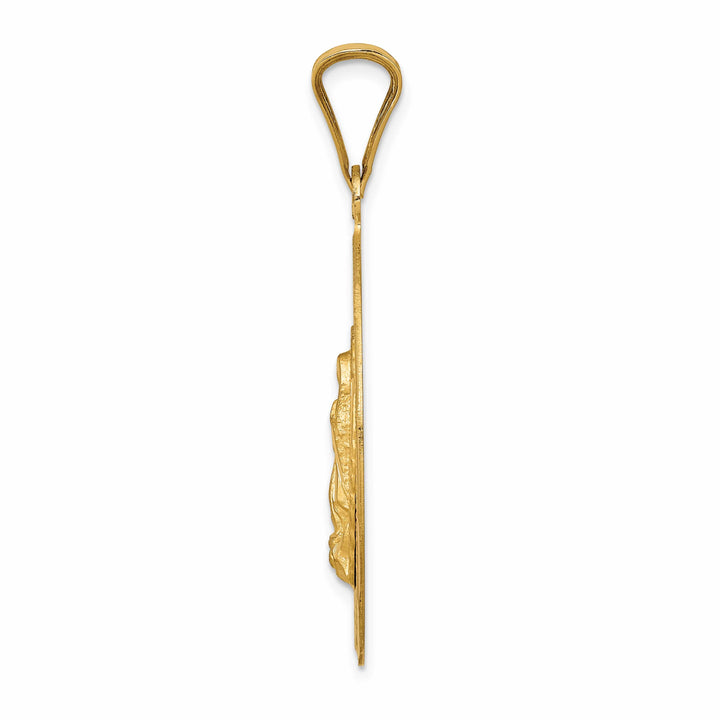 14K Yellow Gold D.C. Solid Large Our Lady Of Guadalupe Oval Pendant