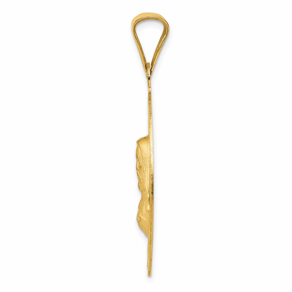 14K Yellow Gold D.C. Solid Large Sagrado Corazon de Jesus Oval Pendant