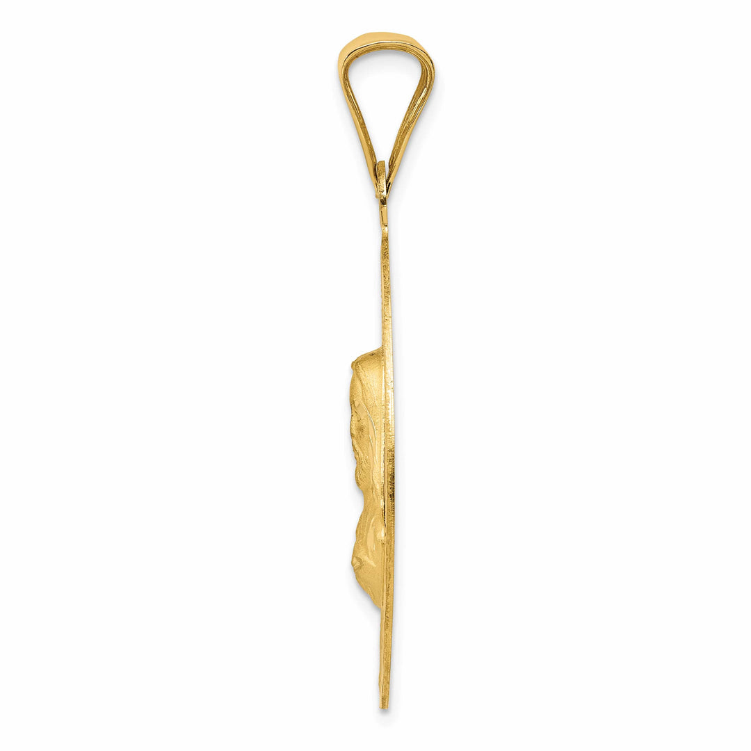 14K Yellow Gold D.C. Solid Large Sagrado Corazon de Jesus Oval Pendant