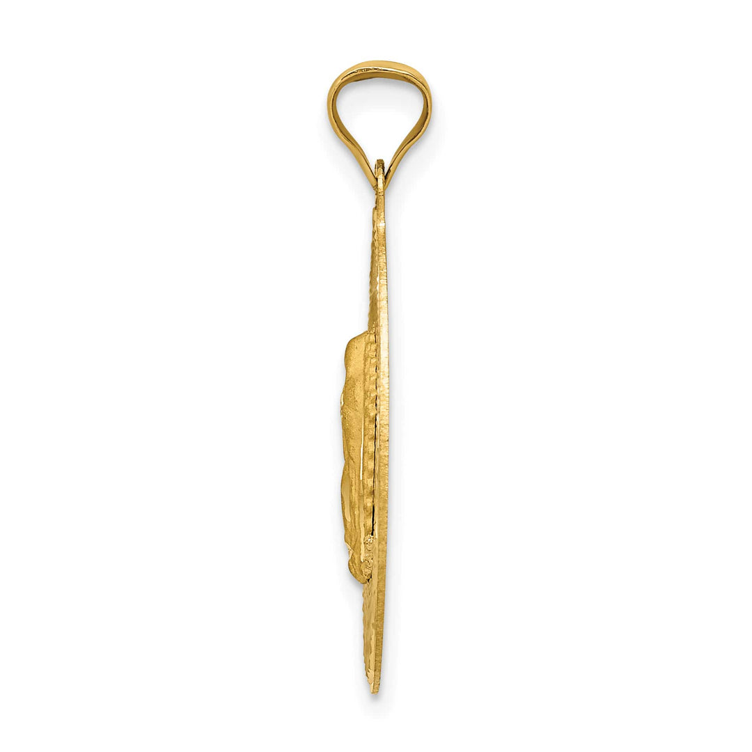 14K Yellow Gold D.C. Solid Our Lady Of Guadalupe Oval Pendant