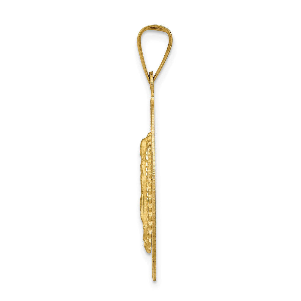 14K Yellow Gold D.C. Solid Our Lady Of Guadalupe Oval Pendant