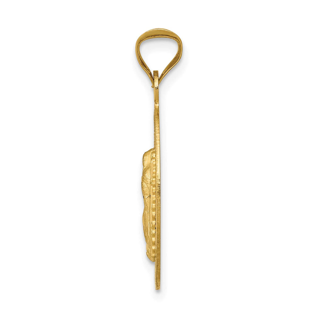 14K Yellow Gold D.C. Solid Our Lady Of Guadalupe Oval Pendant