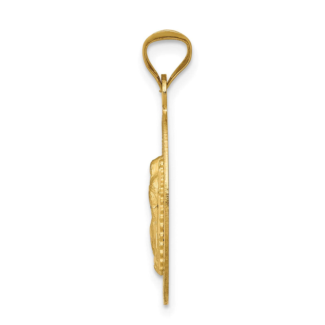 14K Yellow Gold D.C. Solid Our Lady Of Guadalupe Oval Pendant